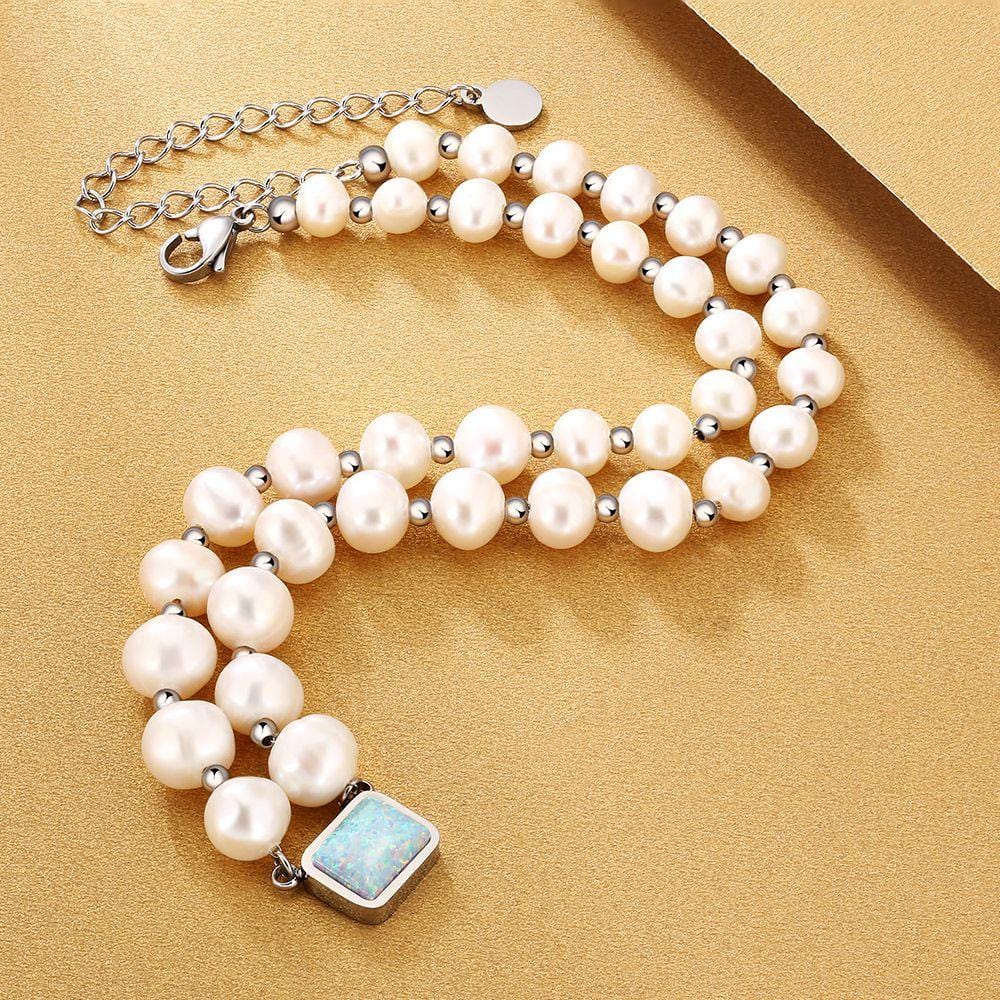 Wholesale Birthstone Necklace 8mm Opal October Birthstone Freshwater Pearl Beaded Necklace