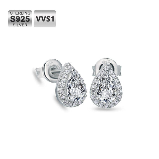 Wholesale Earrings 0.5 Carats VVS1 Pear Cut Moissanite Stud Earrings