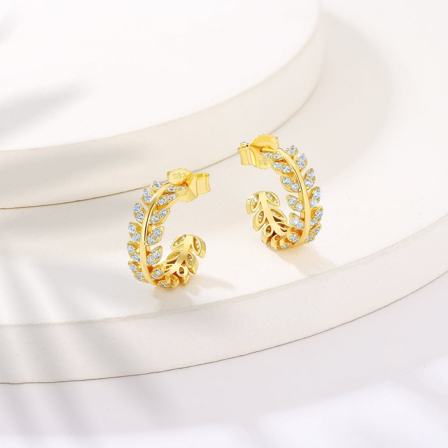 Wholesale Women Earrings S925 Silver Olive Leaf Earrings Hoops