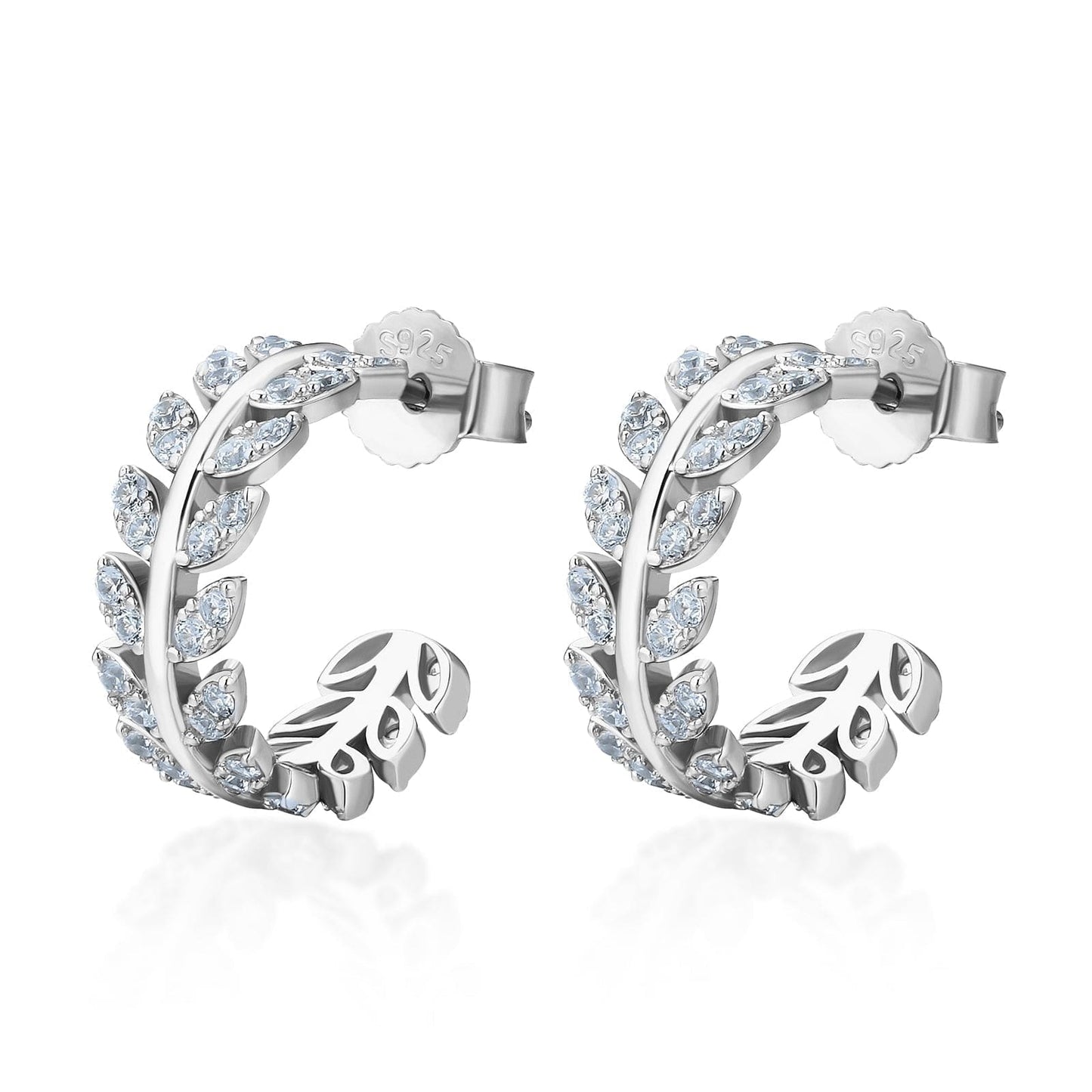 Wholesale Women Earrings S925 Silver Olive Leaf Earrings Hoops