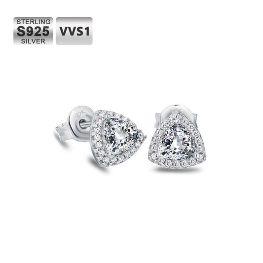 Wholesale Earrings 0.5 Carats VVS1 Trilliant Cut Moissanite Stud Earrings