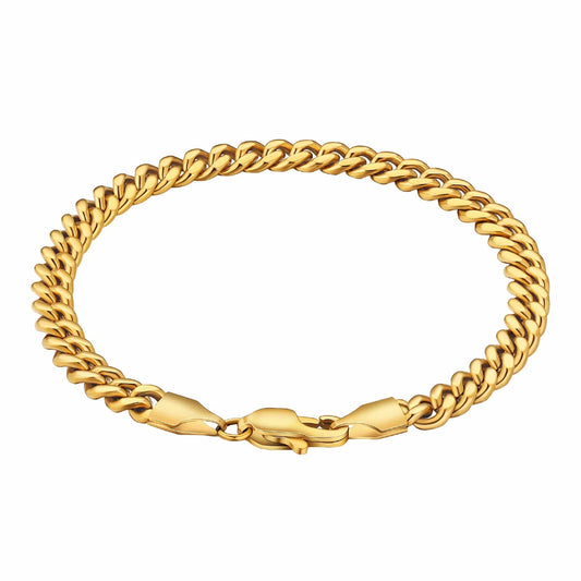 Wholesale Miami Cuban Link Bracelet 5mm Stainless Steel Gold Plated