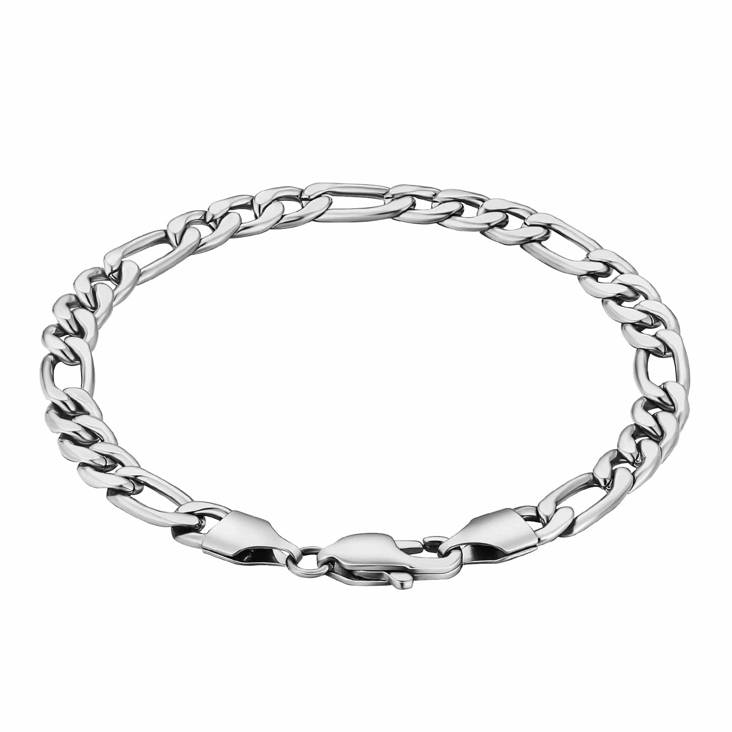 Wholesale Figaro Chain Bracelet 5mm Stainless Steel Gold Plated