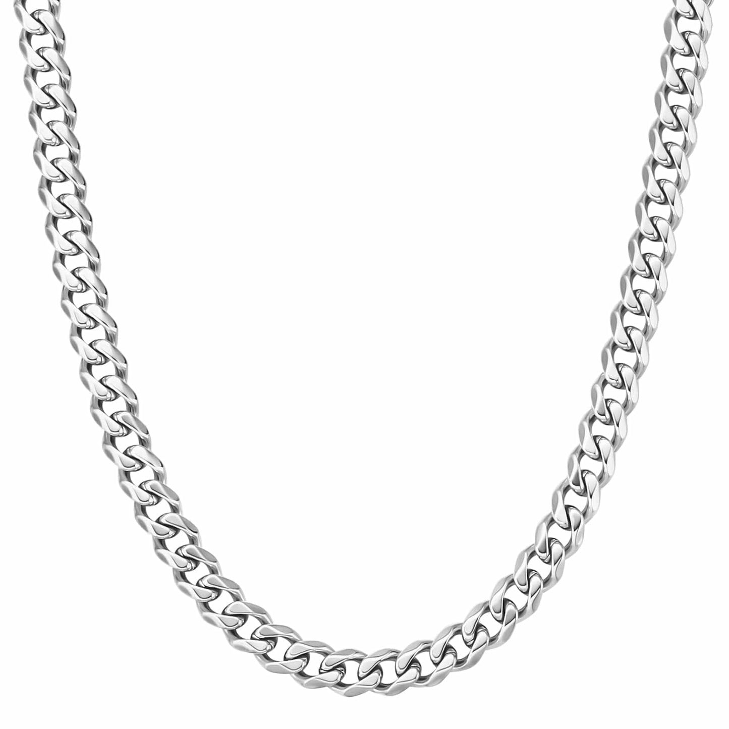 Wholesale Men's Necklace Curb Cuban Link Chain 9mm Micro Tiny Cuban White Gold