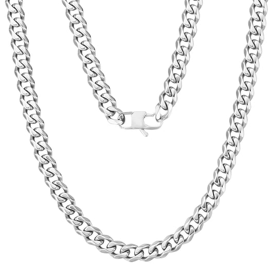 Wholesale Men's Necklace Curb Cuban Link Chain 9mm Micro Tiny Cuban White Gold