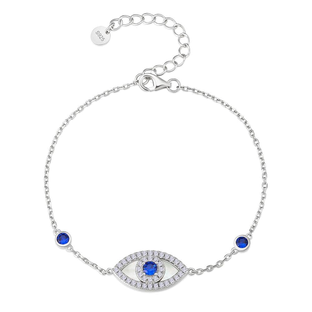 Blue Spinel and Mother of Pearl Evil Eye Bracelets for Women