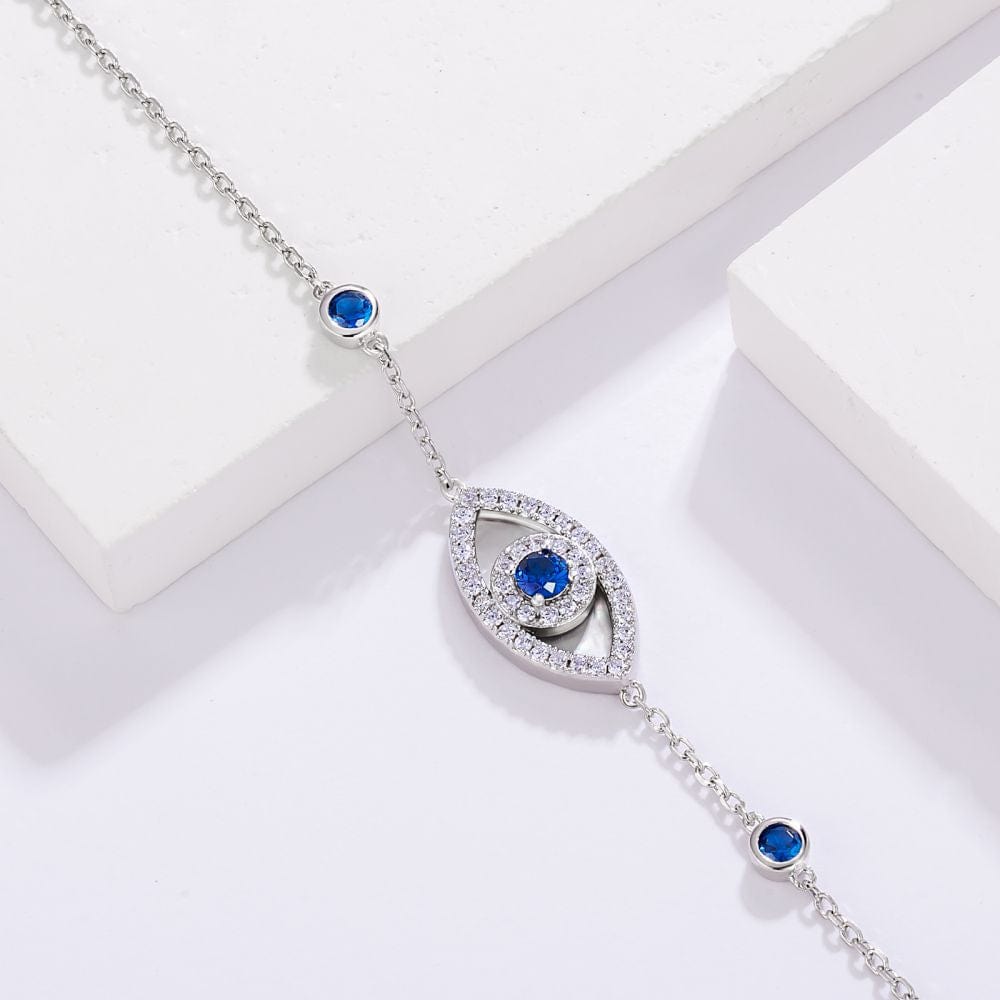 Blue Spinel and Mother of Pearl Evil Eye Bracelets for Women