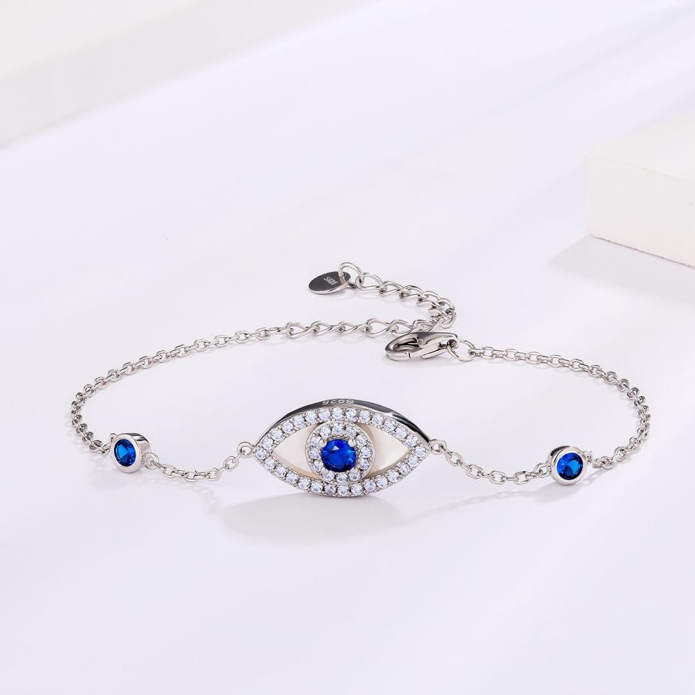 Blue Spinel and Mother of Pearl Evil Eye Bracelets for Women