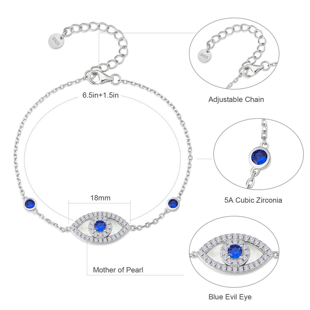 Blue Spinel and Mother of Pearl Evil Eye Bracelets for Women