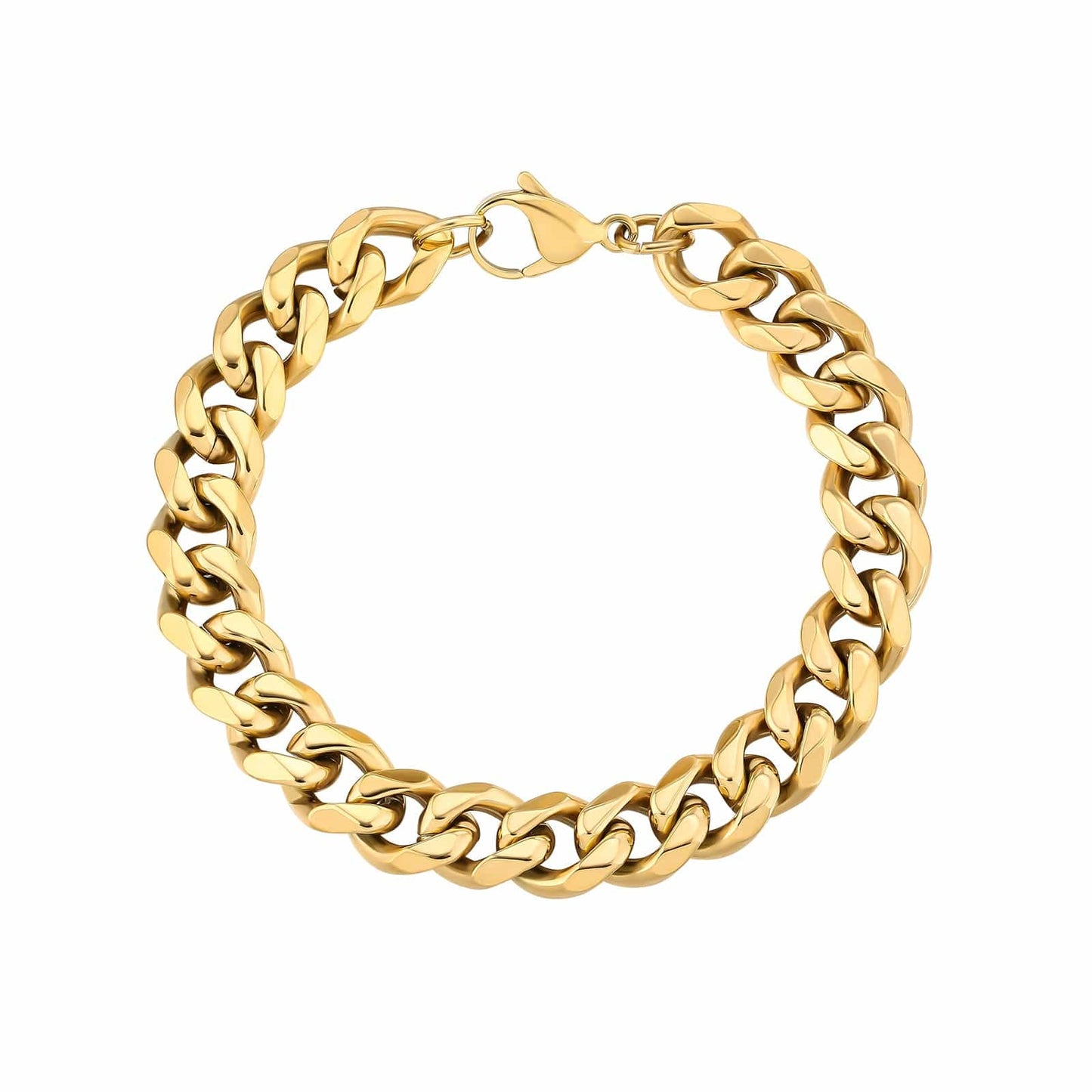 Wholesale Curb Cuban Chain Bracelets 10mm in White Gold/18K Gold