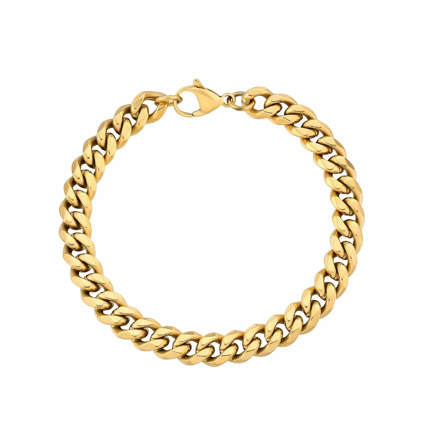 Wholesale Curb Cuban Chain Bracelets 8mm in White Gold/18K Gold