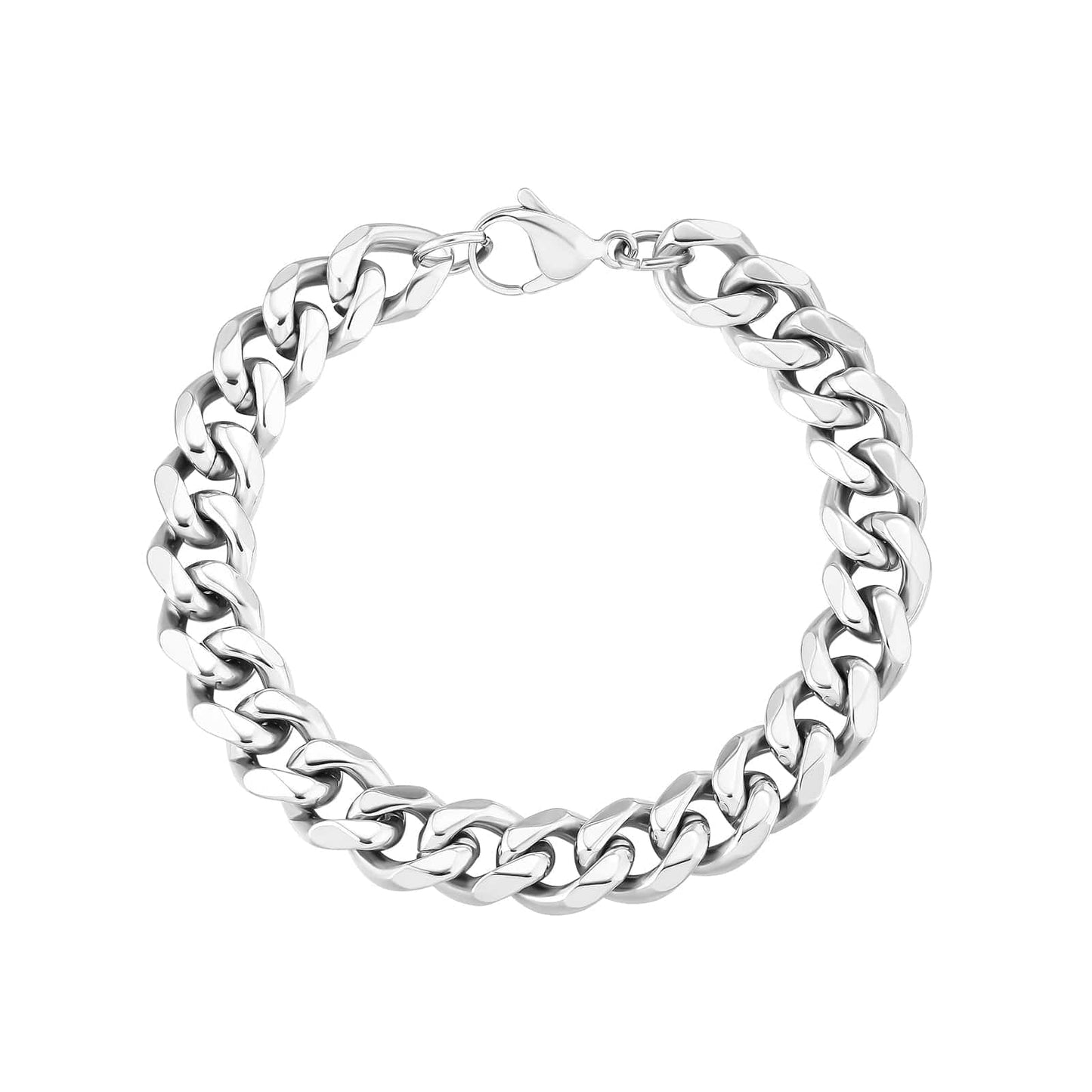 Wholesale Curb Cuban Chain Bracelets 10mm in White Gold/18K Gold