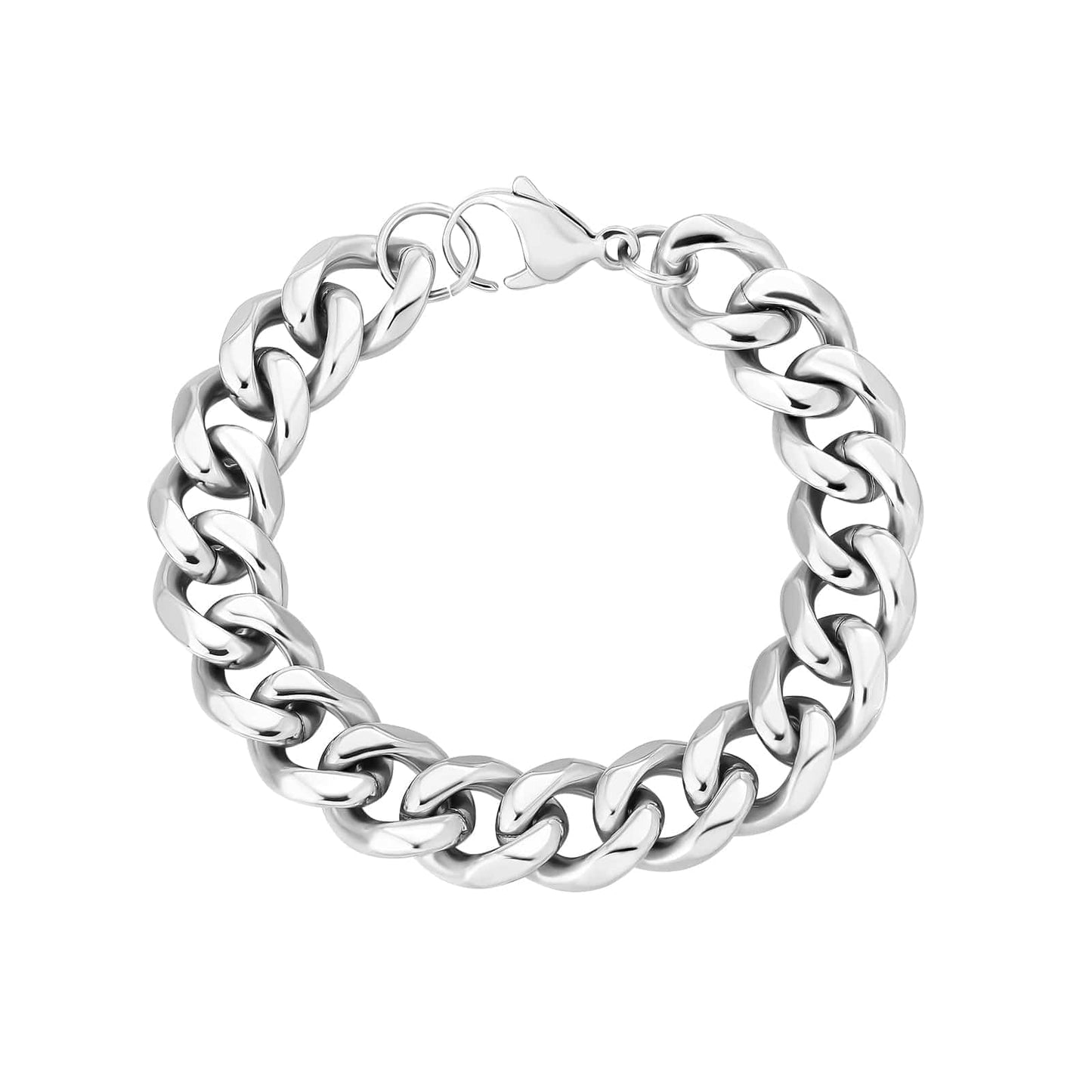 Wholesale Curb Cuban Chain Bracelets 12mm in White Gold/18K Gold