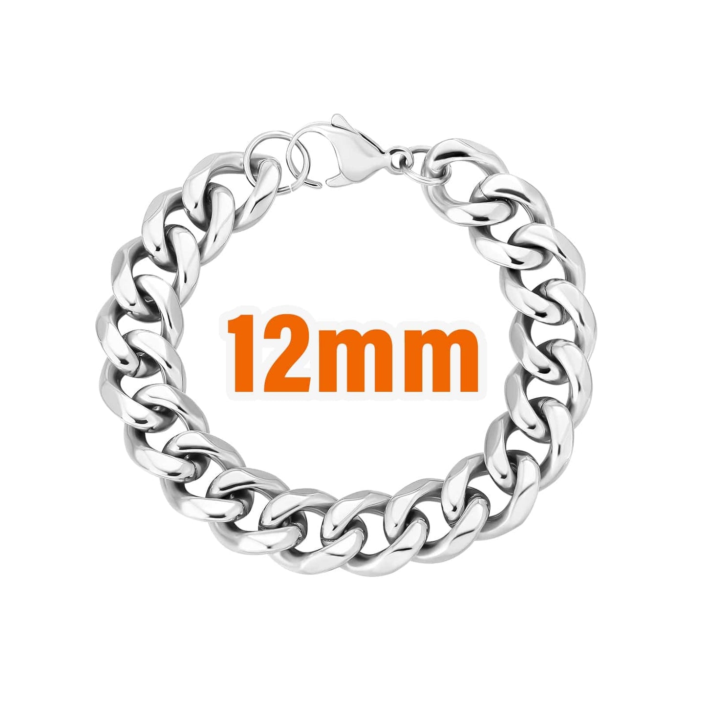 Wholesale Curb Cuban Chain Bracelets 12mm in White Gold/18K Gold