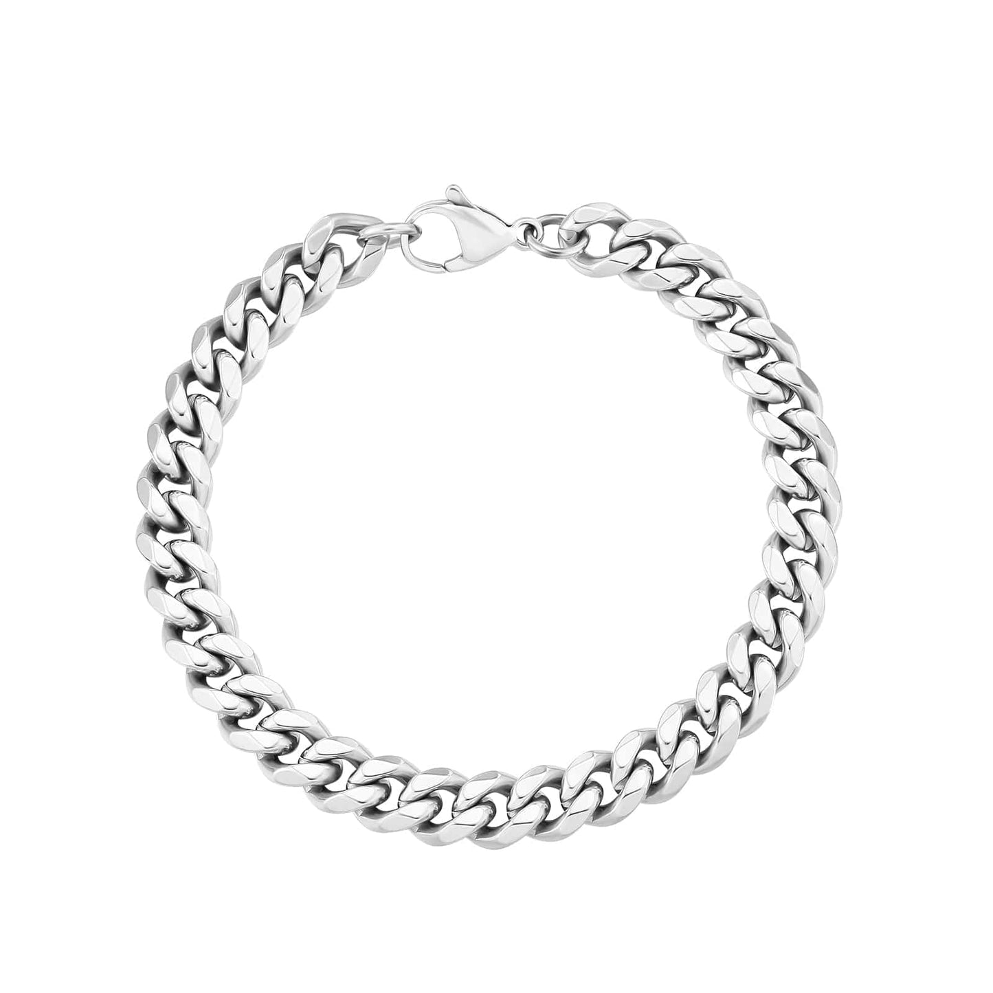 Wholesale Curb Cuban Chain Bracelets 8mm in White Gold/18K Gold