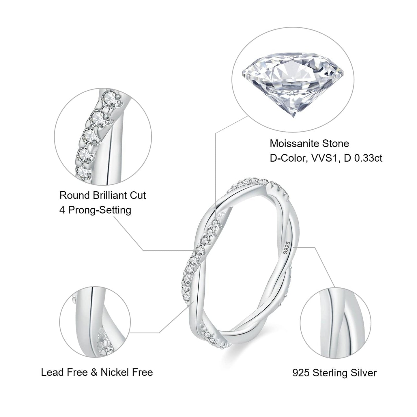 Wholesale VVS1 Moissanite Rings 0.33 Carats for Women 0110