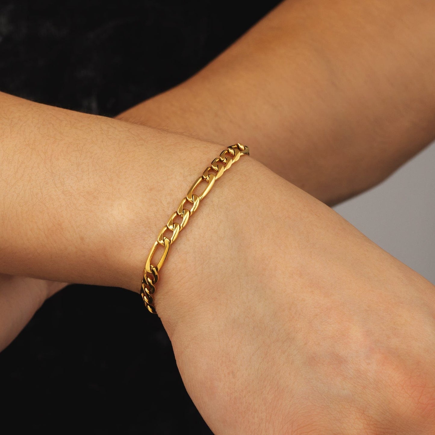 Wholesale Figaro Bracelet Stainless Steel 6mm 18k Gold Plated