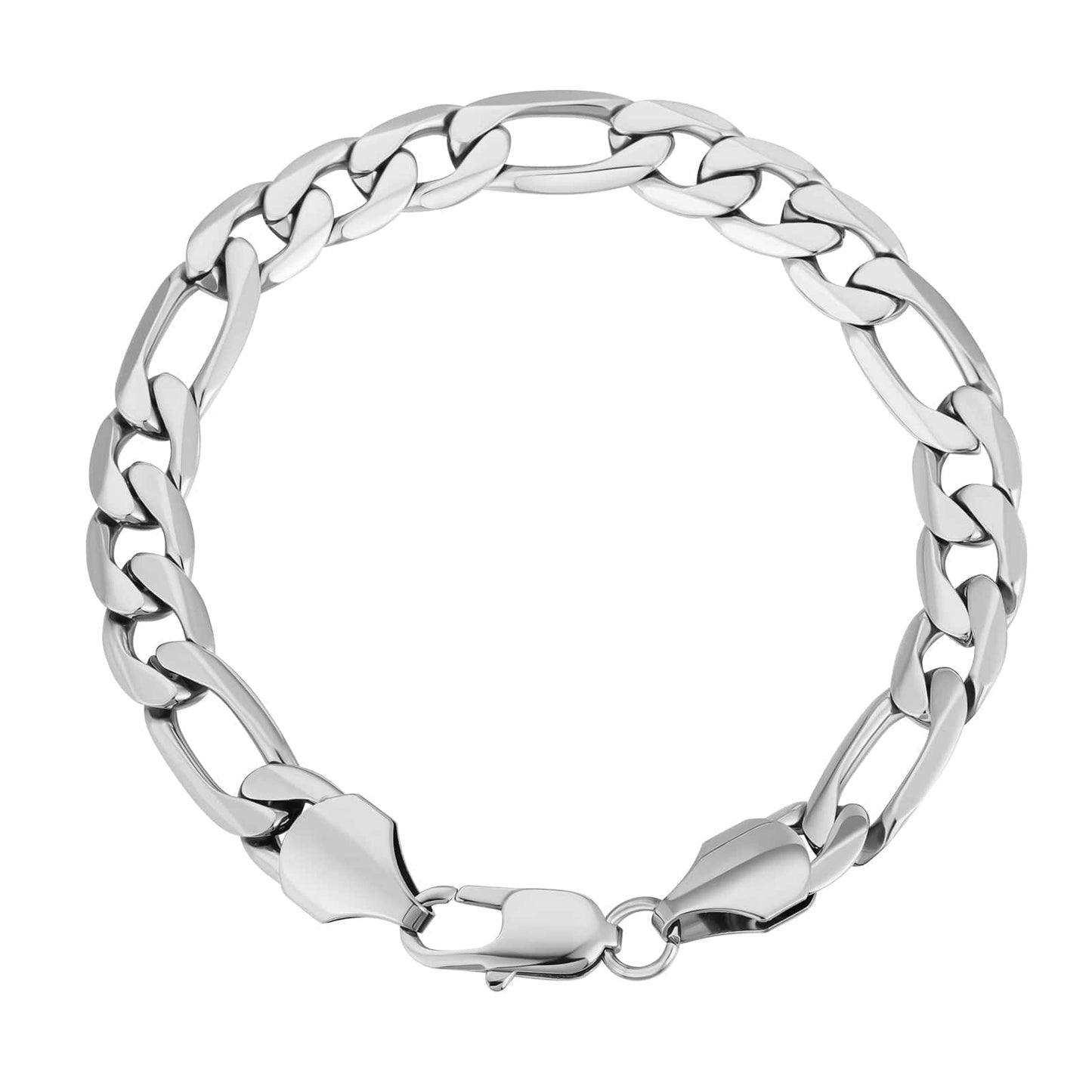 Wholesale Figaro Bracelet Stainless Steel 9mm 6-side Link Chain 18k Gold Plated