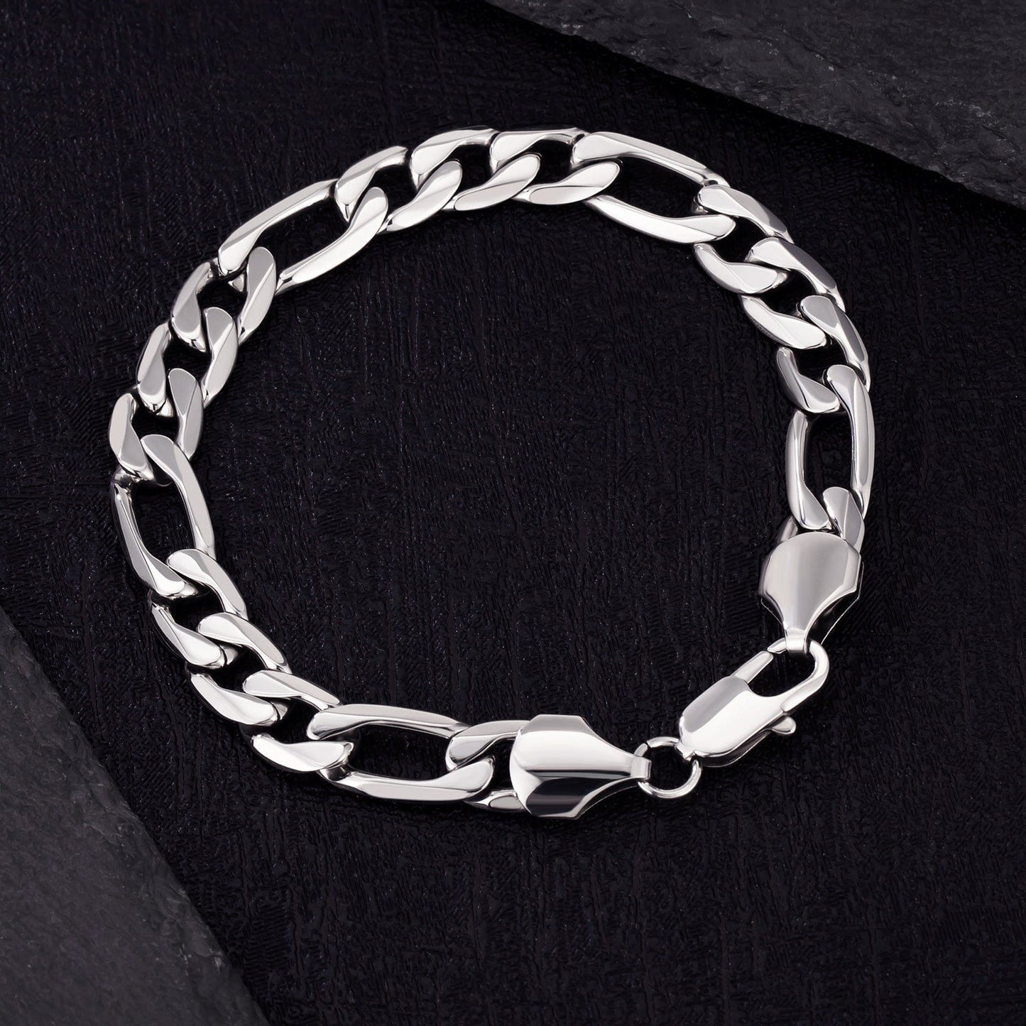 Wholesale Figaro Bracelet Stainless Steel 9mm 6-side Link Chain 18k Gold Plated