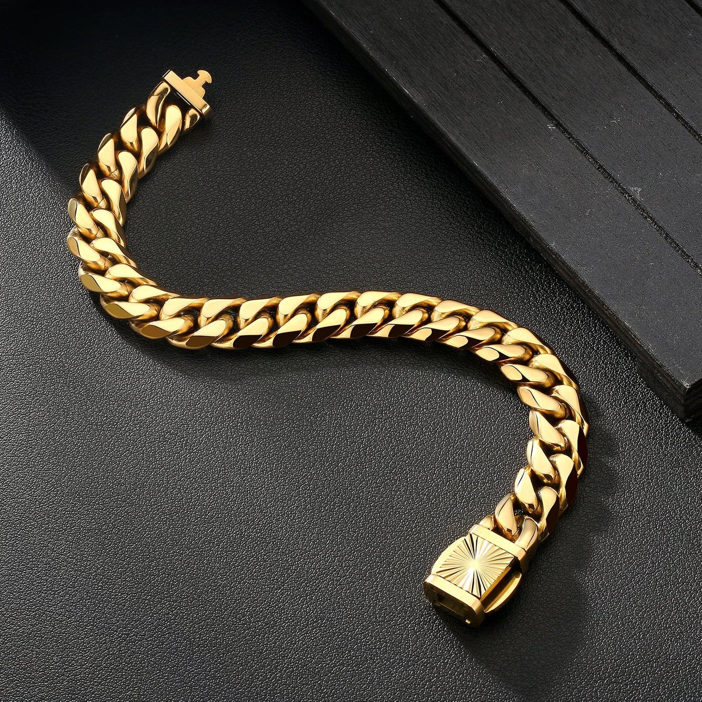 Wholesale Miami Cuban Link Bracelet Stainless Steel 12mm 6-Sided 18K Gold Plated