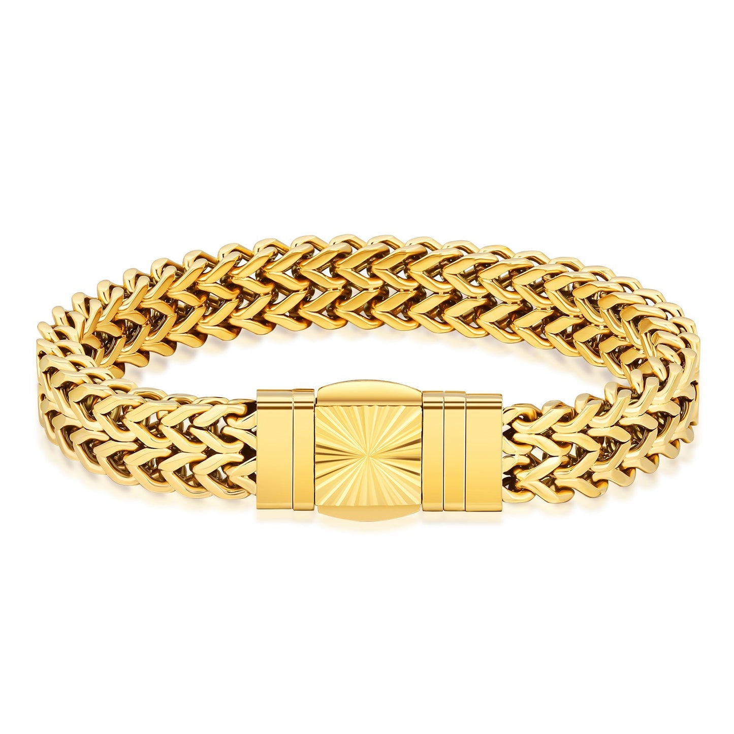 New 10mm 4-Sided Franco Bracelet with Embossed Clasp