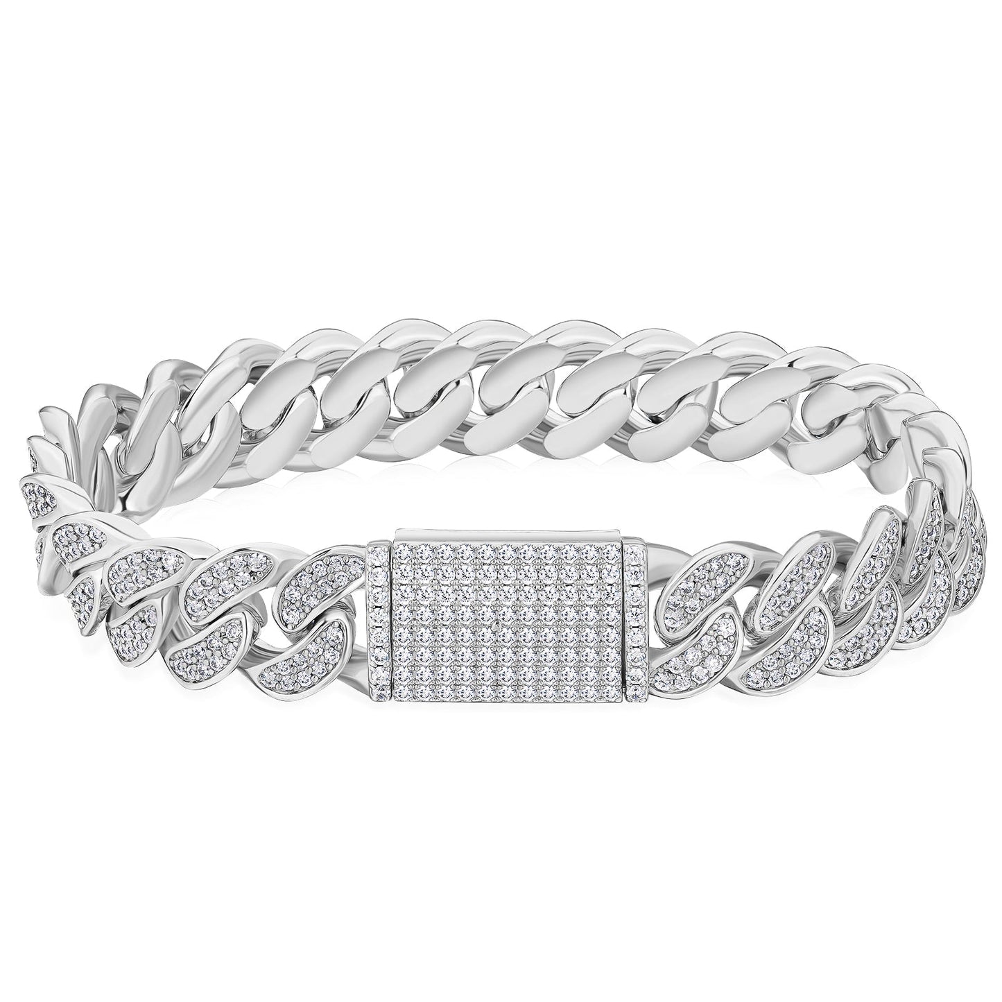 12mm CZ Diamond Iced Out Bracelet with Box Clasp