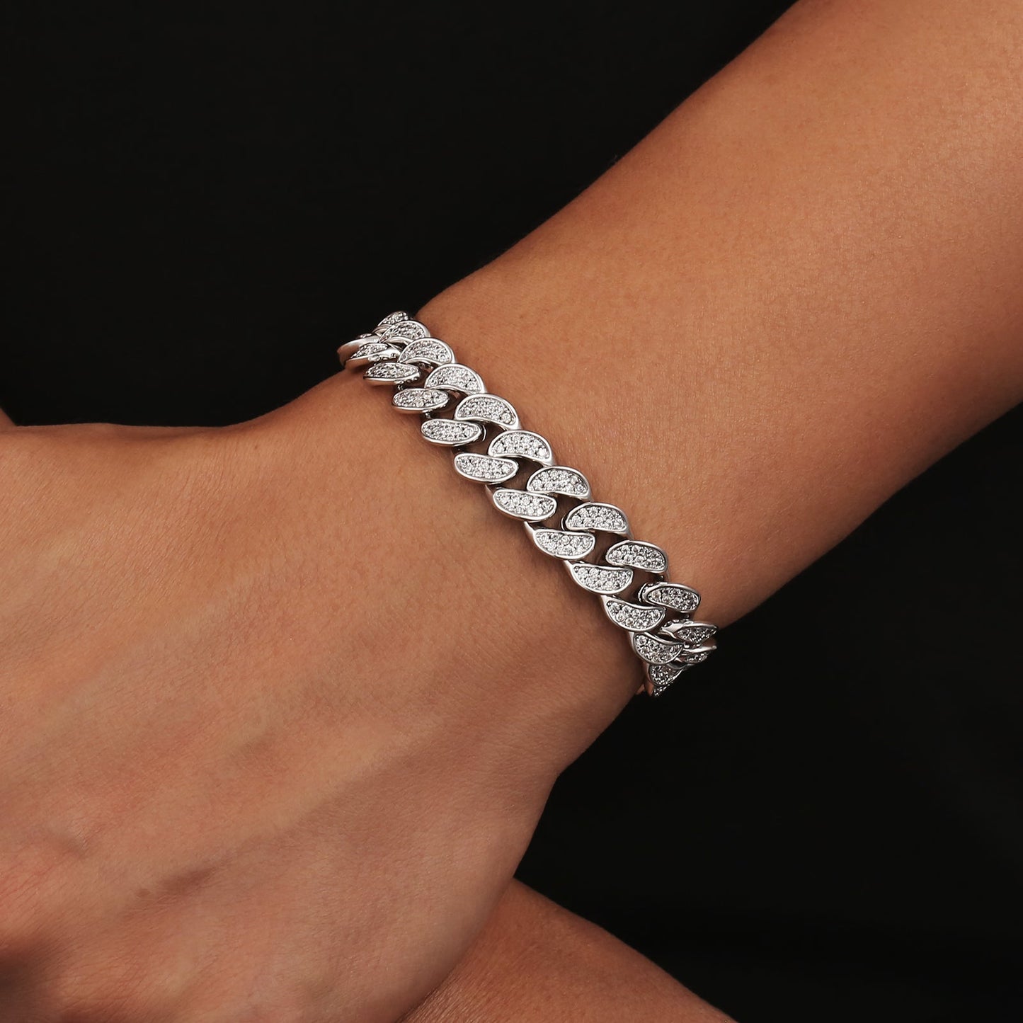 12mm CZ Diamond Iced Out Bracelet with Box Clasp