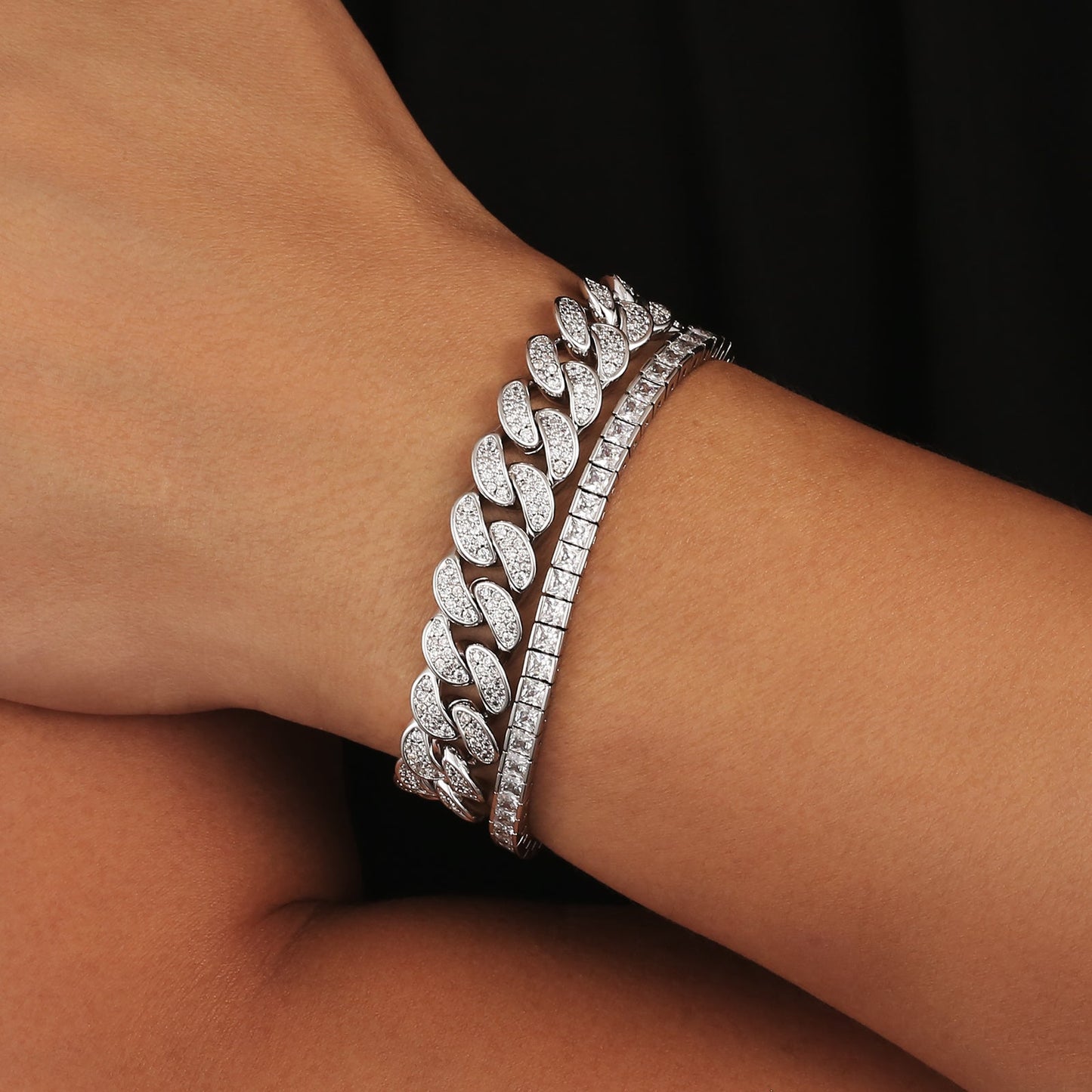 12mm CZ Diamond Iced Out Bracelet with Box Clasp