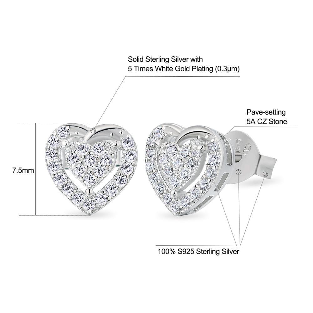 Wholesale Hollow Diamond Heart Stud Earrings for Women in Rose Gold