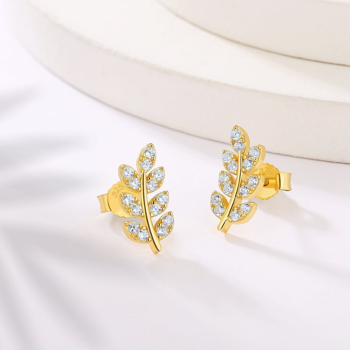 Wholesale Women Earrings S925 Silver Olive Leaf Stud Earrings