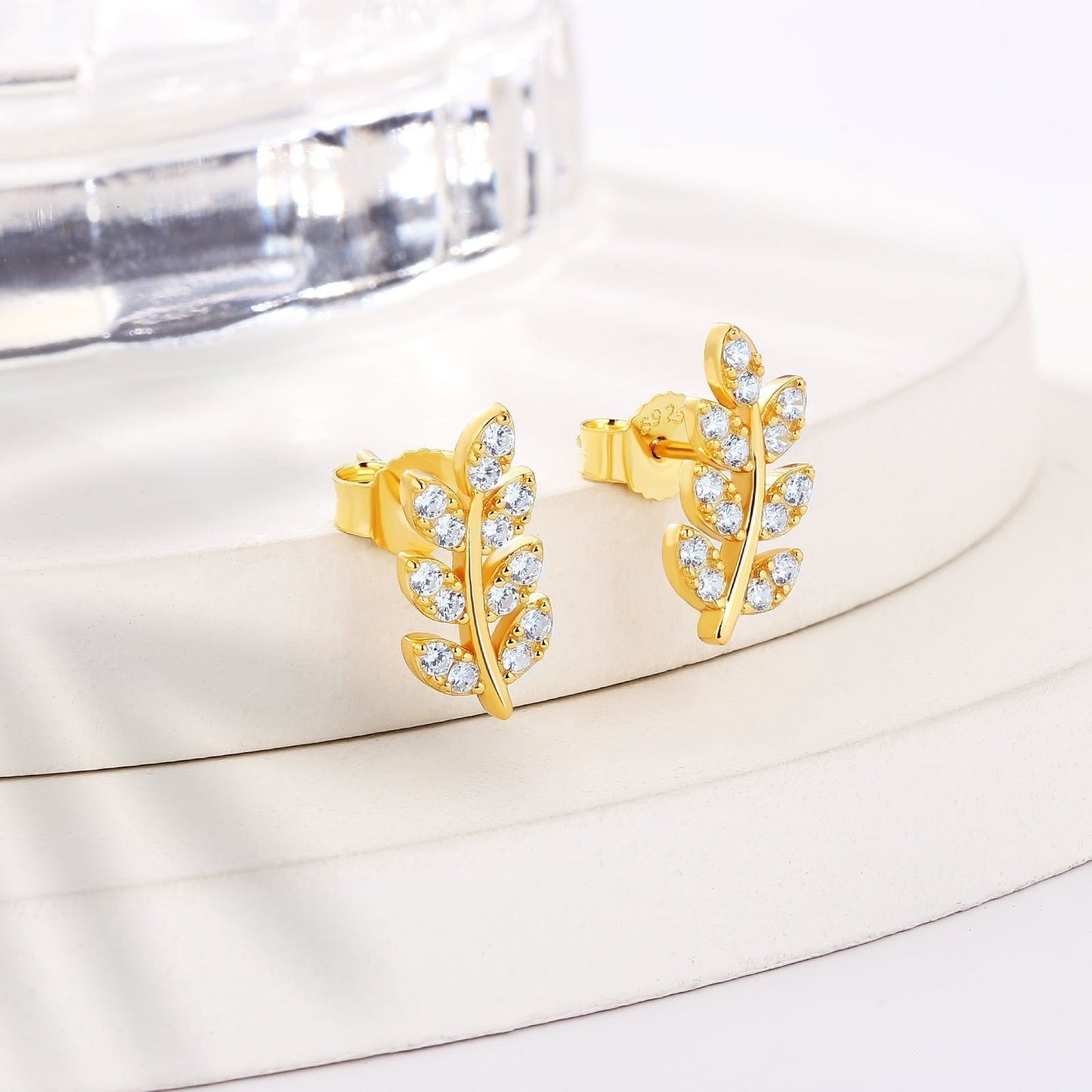 Wholesale Women Earrings S925 Silver Olive Leaf Stud Earrings