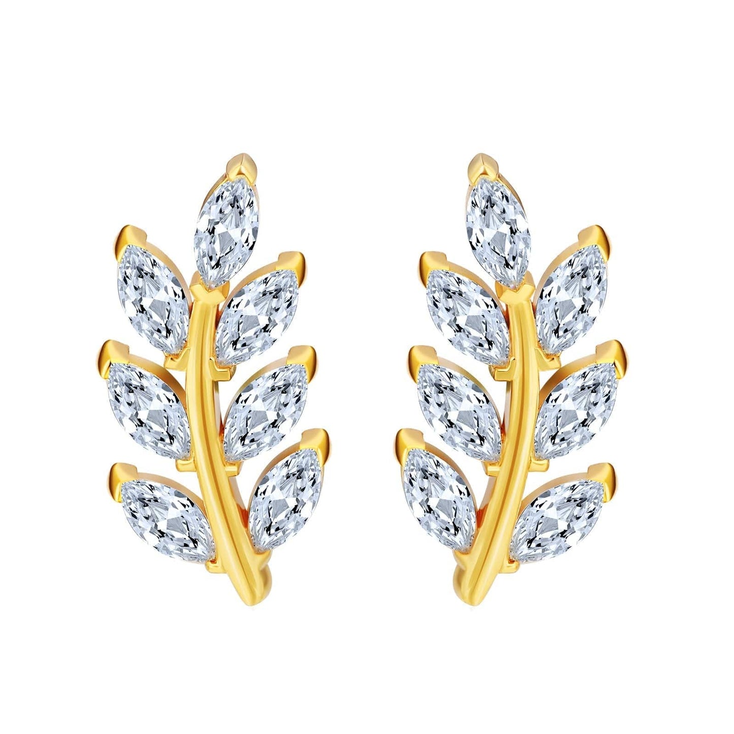 Wholesale Women Earrings S925 Silver Zircon Olive Leaf Stud Earrings