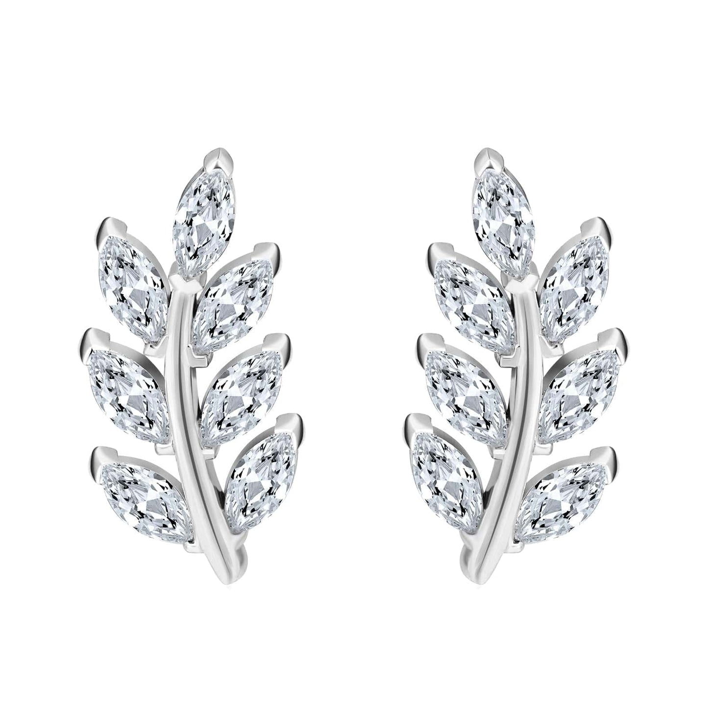 Wholesale Women Earrings S925 Silver Zircon Olive Leaf Stud Earrings