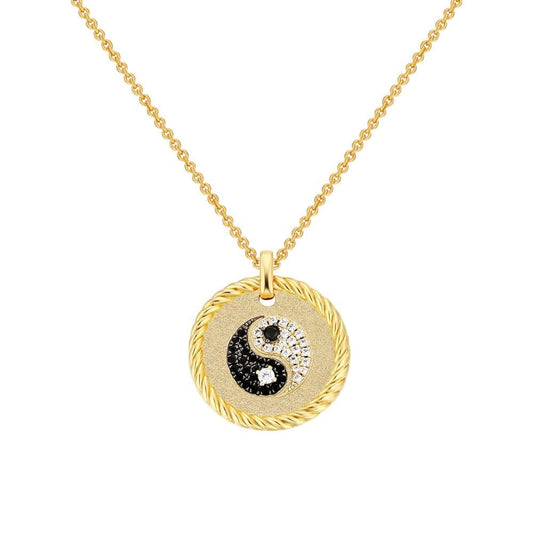 Wholesale 925 Sterling Silver YinYang Gold Coin Pendant Necklace for Women