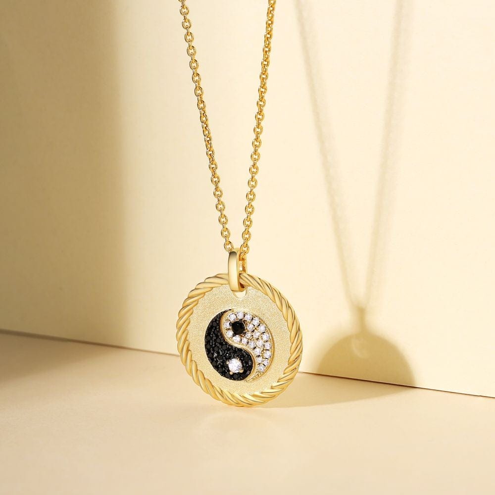 Wholesale 925 Sterling Silver YinYang Gold Coin Pendant Necklace for Women