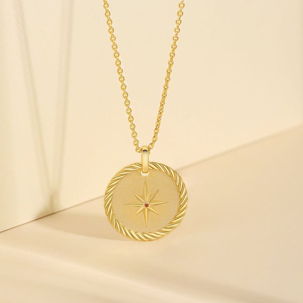 Wholesale 925 Sterling Silver North Star Gold Coin Pendant Necklace for Women