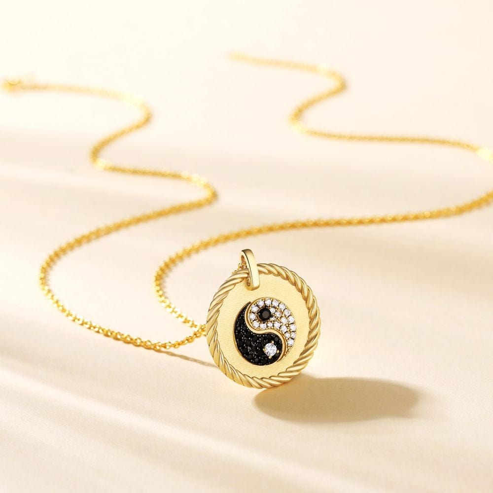 Wholesale 925 Sterling Silver YinYang Gold Coin Pendant Necklace for Women