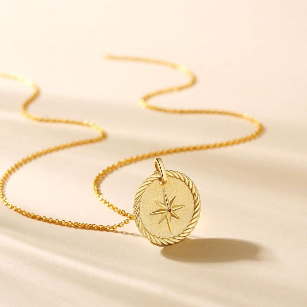 Wholesale 925 Sterling Silver North Star Gold Coin Pendant Necklace for Women