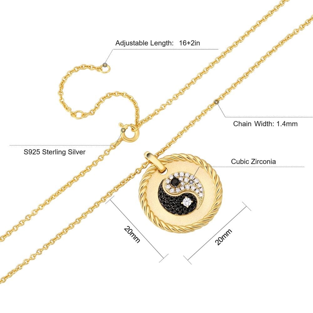 Wholesale 925 Sterling Silver YinYang Gold Coin Pendant Necklace for Women