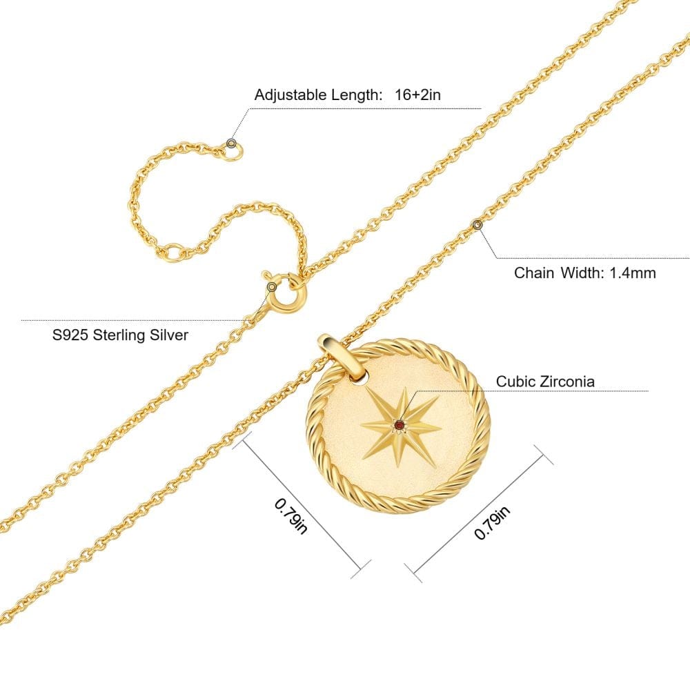 Wholesale 925 Sterling Silver North Star Gold Coin Pendant Necklace for Women