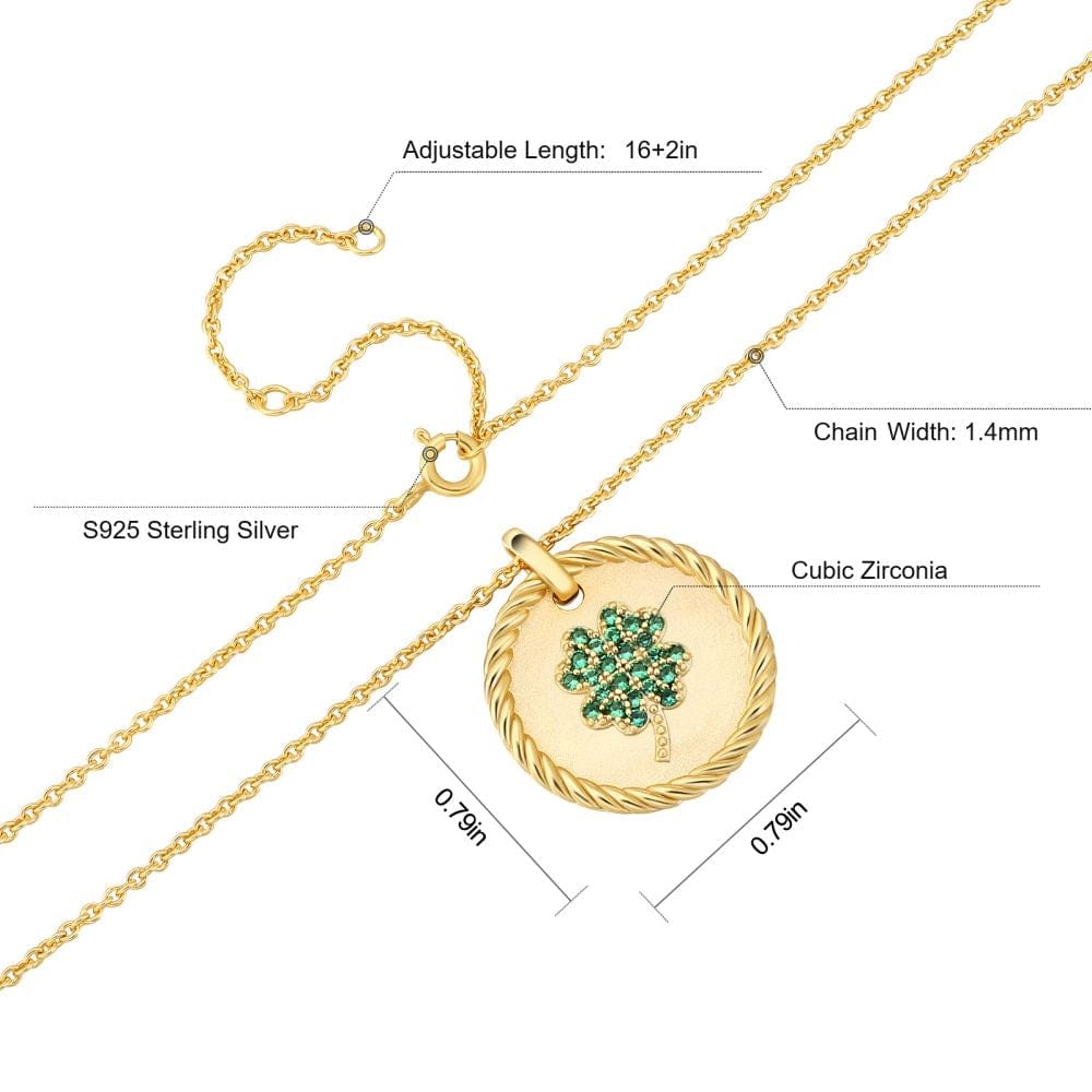 Wholesale 925 Sterling Silver Four Leaf Clovers Gold Coin Pendant Necklace for Women