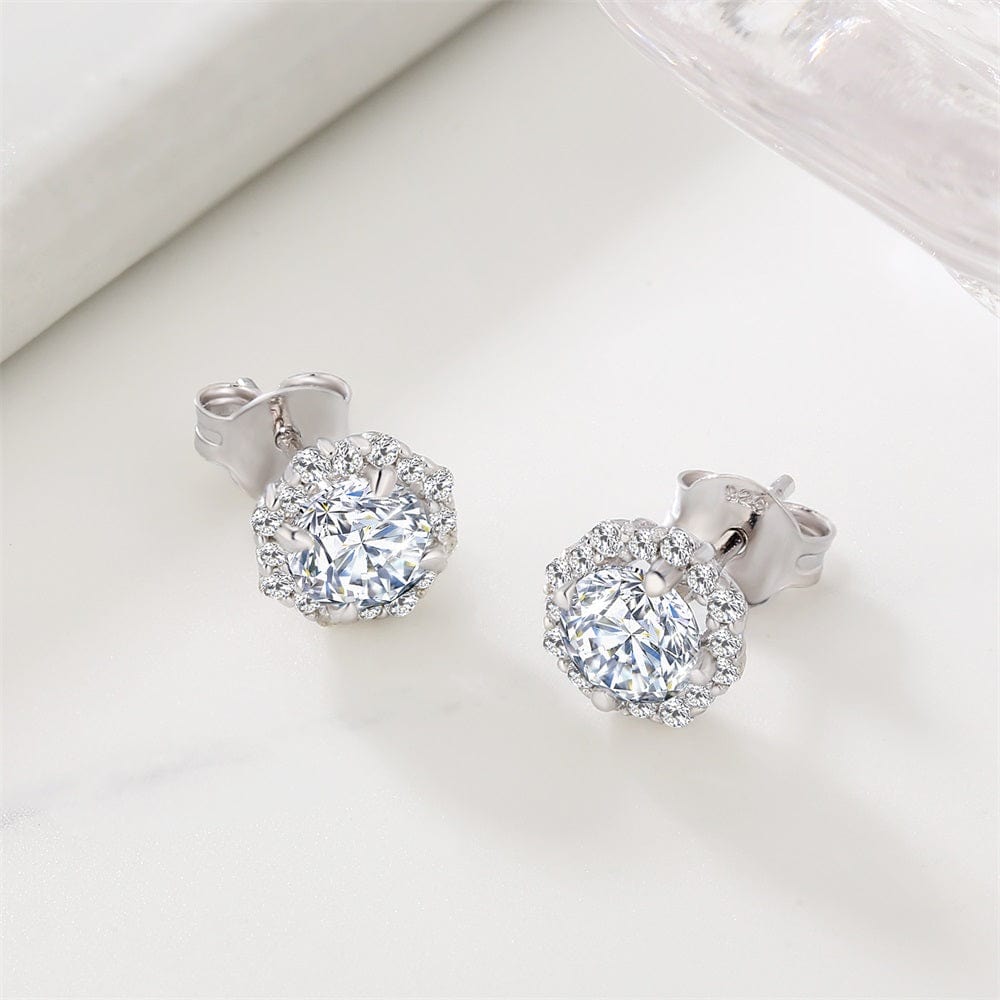 Wholesale Moissanite Earrings 0.5 Carats *2 VVS1 Round Moissanite Earrings