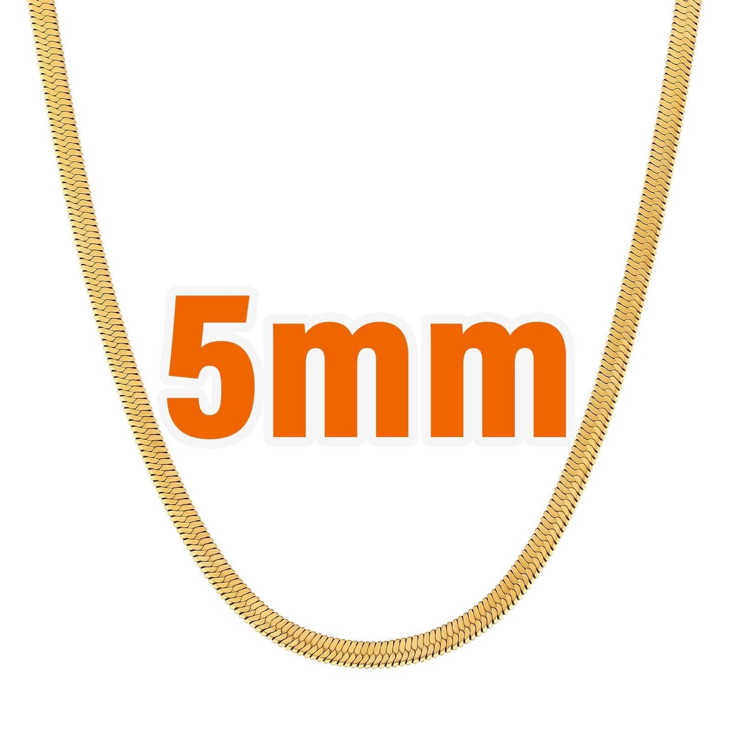 Wholesale Hip Hop Gold Chains Snake chain/Herringbone Chain 3mm-5mm PVD Stainless Steel for Women