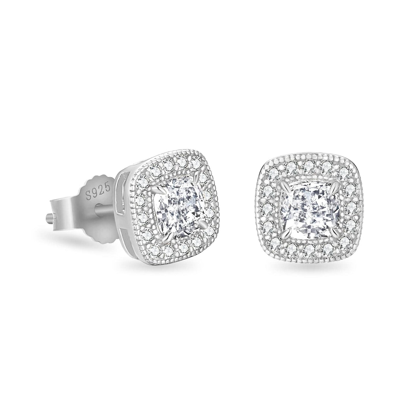 Iced Stud Earrings CZ Stone for Men and Women in 14K Gold / White Gold