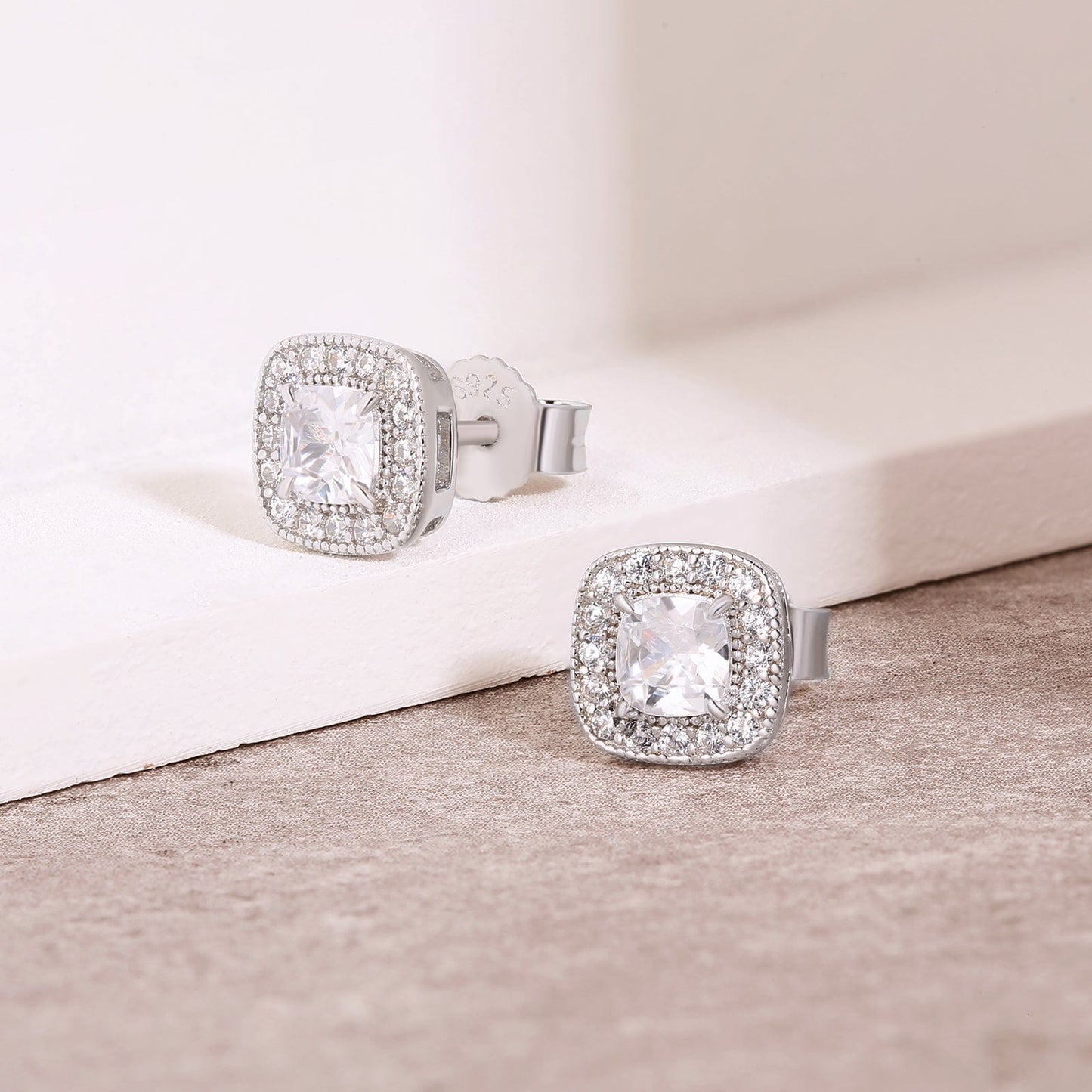 Iced Stud Earrings CZ Stone for Men and Women in 14K Gold / White Gold