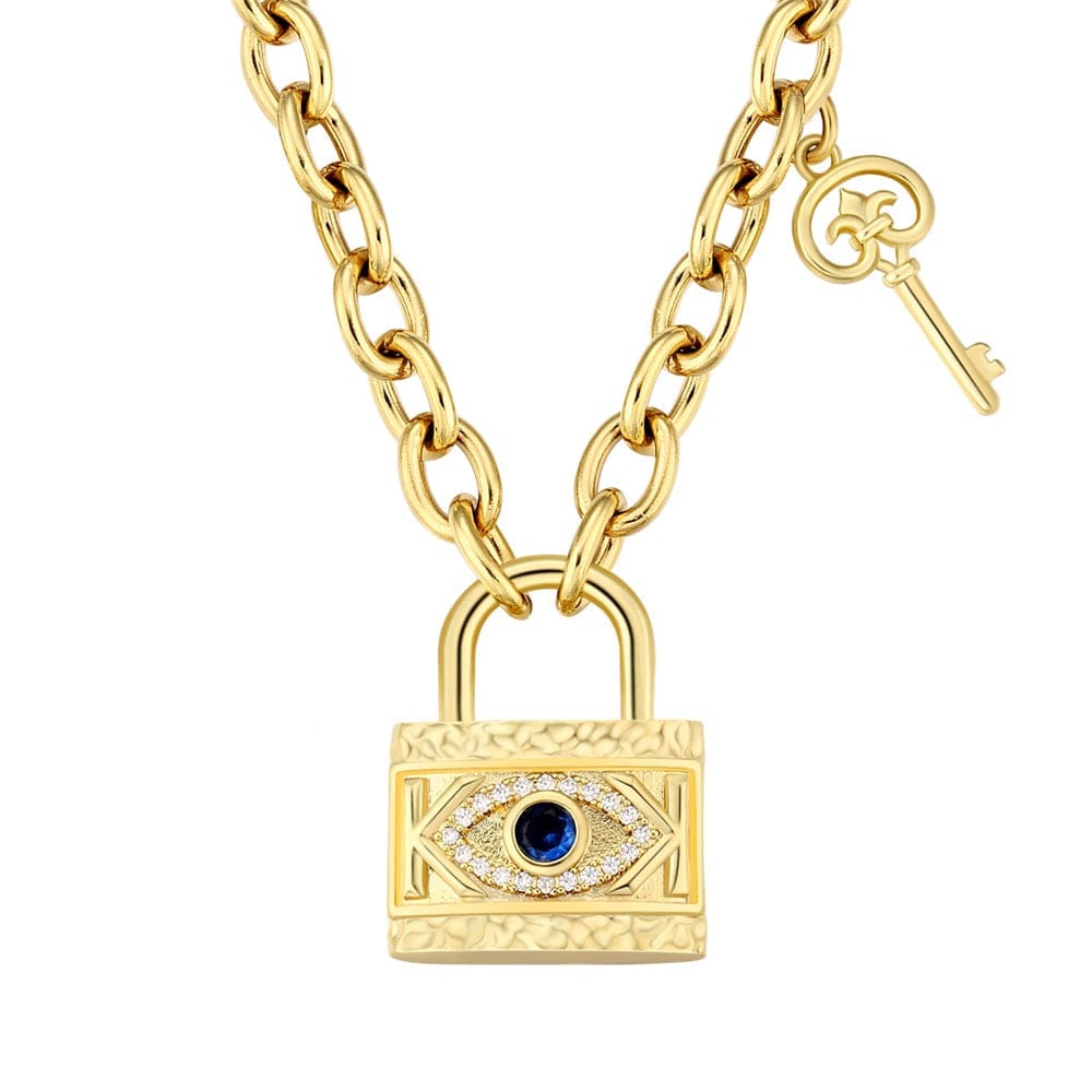 Padlock and key 6mm width  Evil Eyes Necklace for women