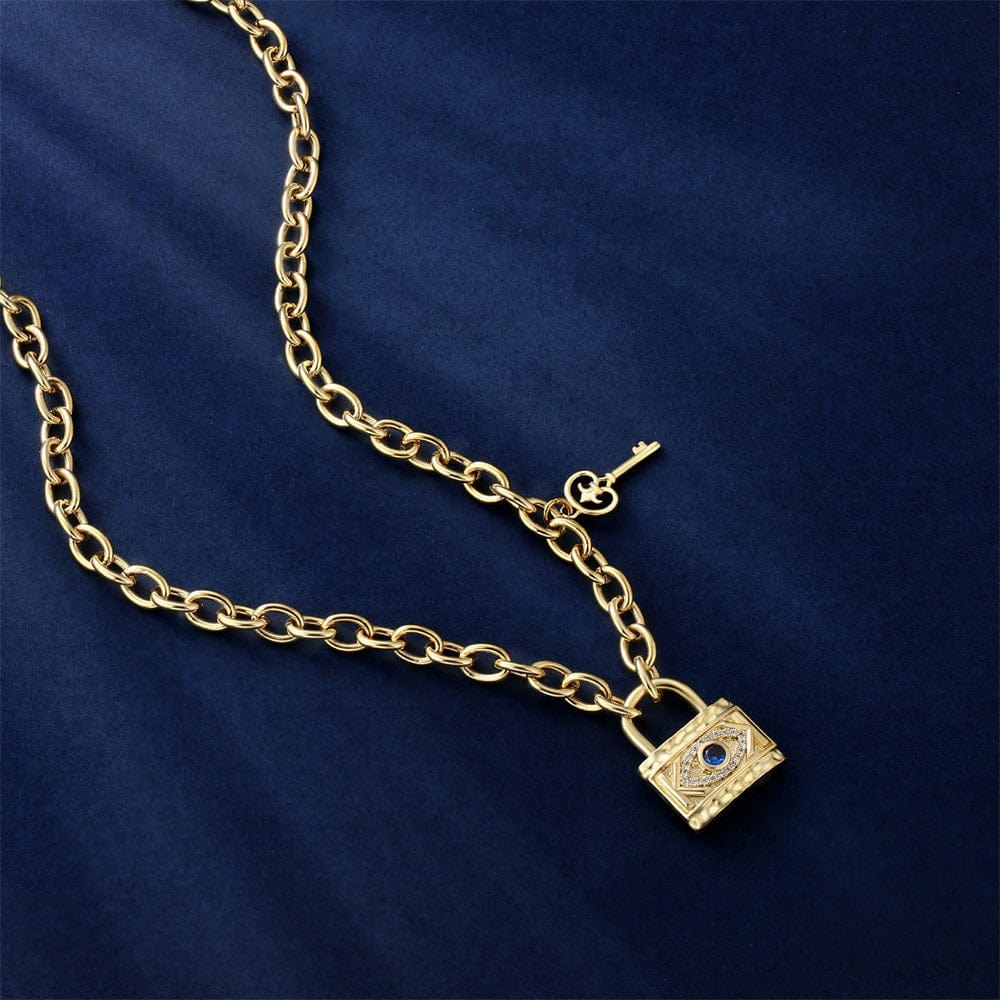 Padlock and key 6mm width  Evil Eyes Necklace for women