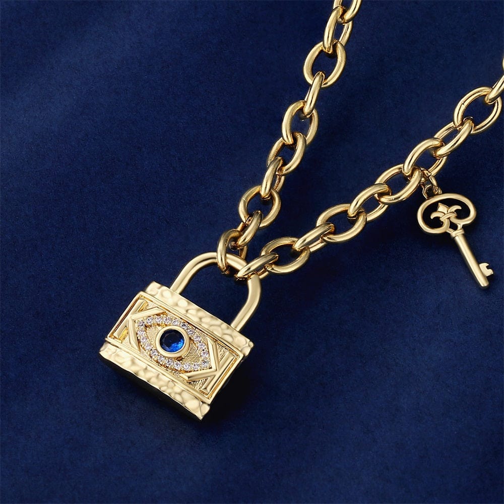 Padlock and key 6mm width  Evil Eyes Necklace for women