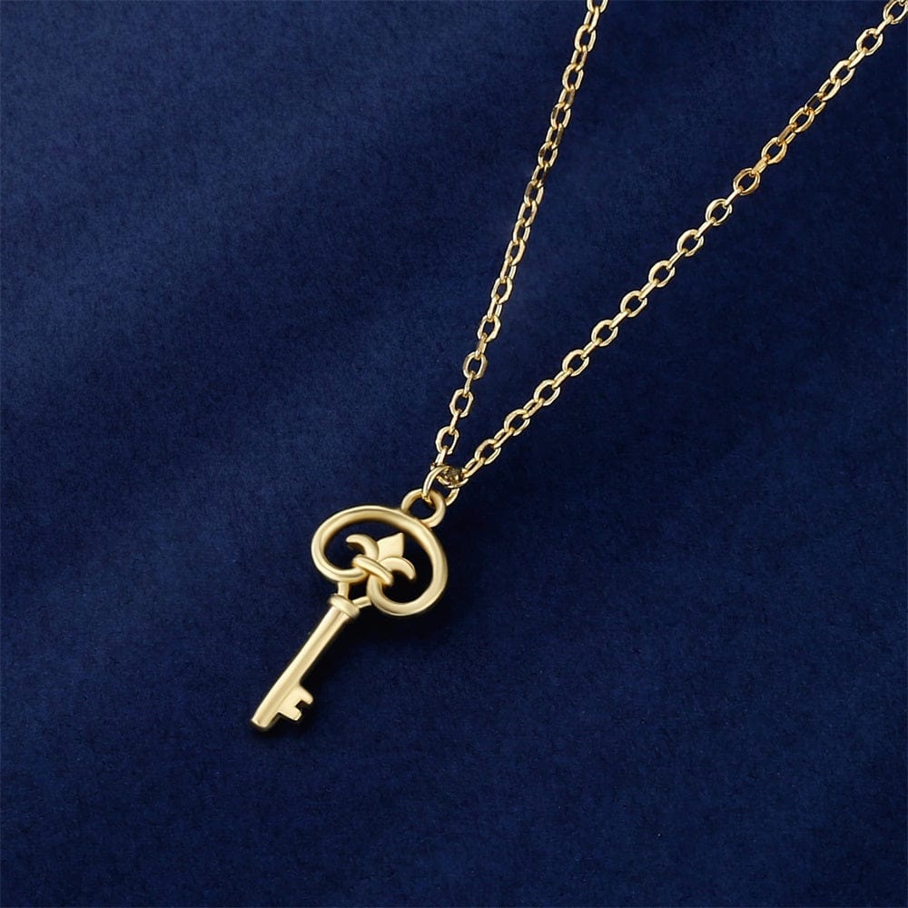 16K gold Key 1.2mm width necklace for women