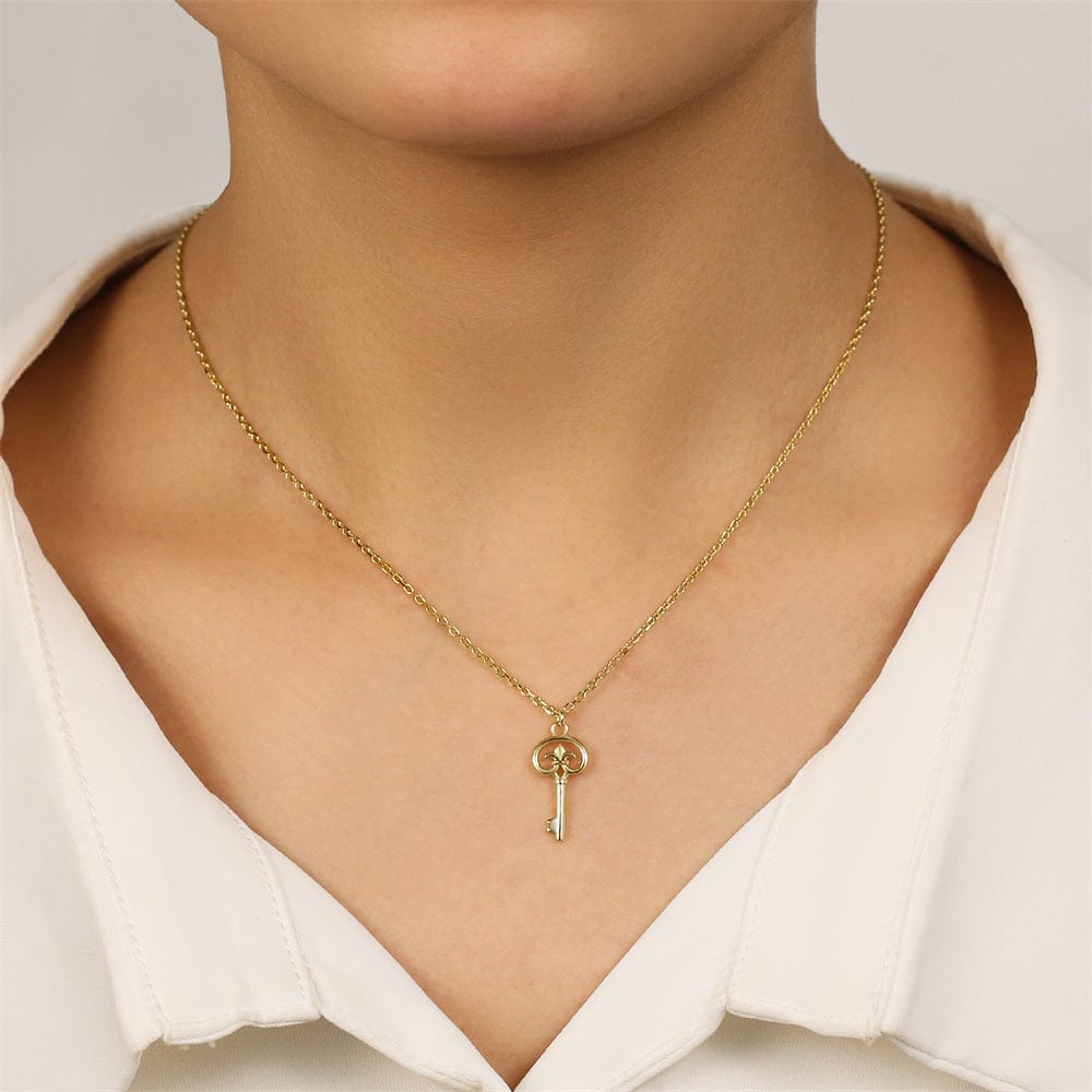 16K gold Key 1.2mm width necklace for women